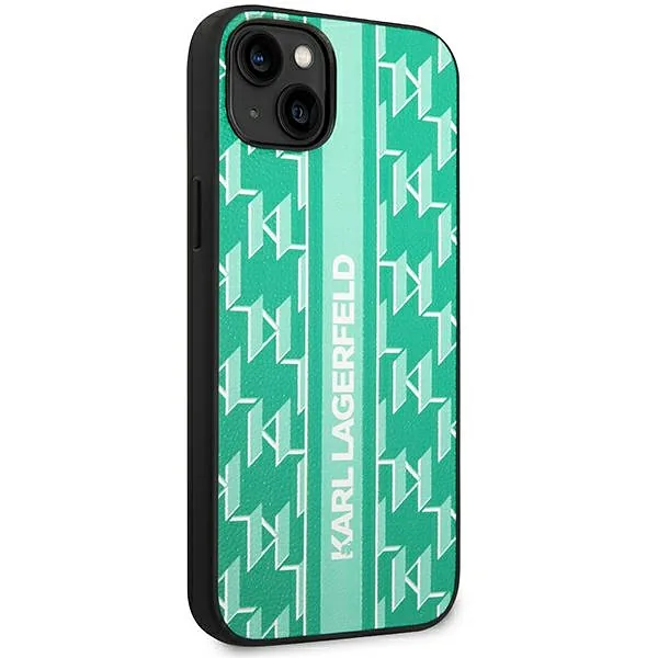 Karl Lagerfeld KLHCP14MPGKLSKN iPhone 14Plus / 15 Plus 6,7″ kõvakaaneline roheline Monogram Stripe