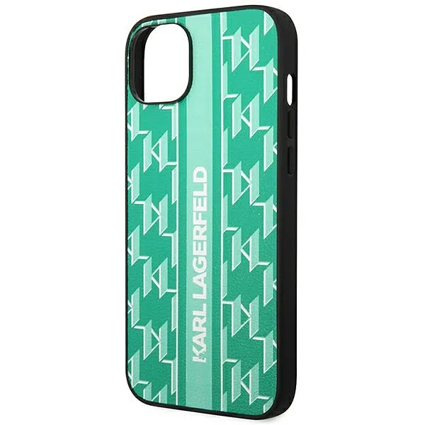 Karl Lagerfeld KLHCP14MPGKLSKN iPhone 14Plus / 15 Plus 6,7″ kõvakaaneline roheline Monogram Stripe