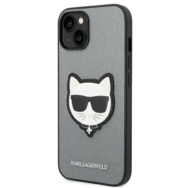 Karl Lagerfeld KLHCP14MSAPCHG iPhone 14 Plus / 15 Plus 6,7″ kõvakaaneline hõbedane Saffiano Choupett