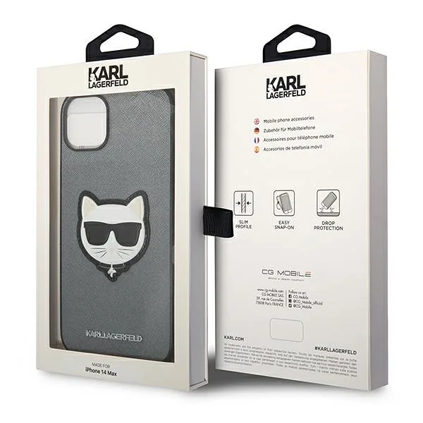 Karl Lagerfeld KLHCP14MSAPCHG iPhone 14 Plus / 15 Plus 6,7″ kõvakaaneline hõbedane Saffiano Choupett