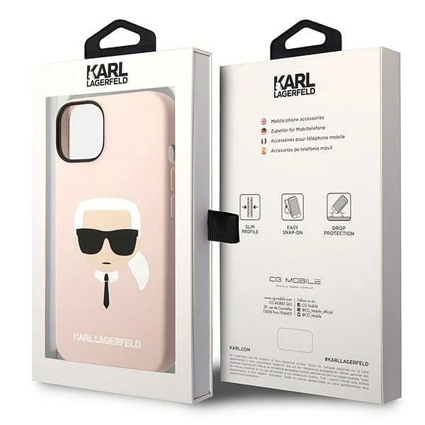 Karl Lagerfeld KLHCP14MSLKHLP iPhone 14 Plus / 15 Plus 6,7″ kõvakate roosa silikoon Karl`s Head