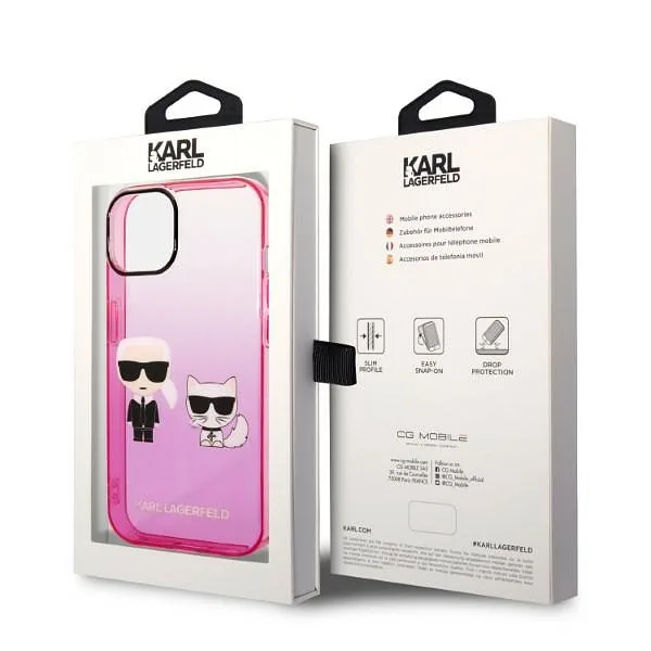 Karl Lagerfeld KLHCP14MTGKCP iPhone 14Plus / 15 Plus 6,7″ kõvakaaneline roosa gradient