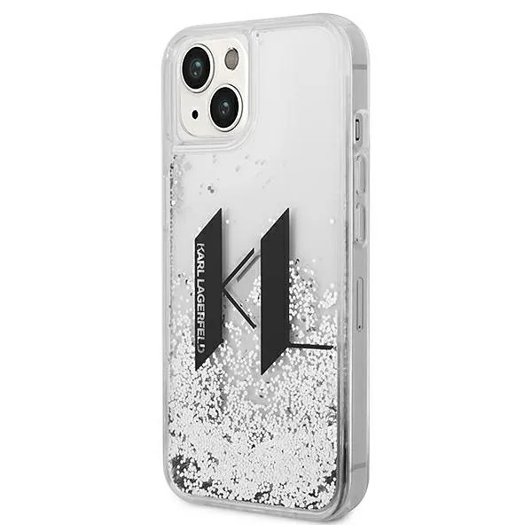 Karl Lagerfeld KLHCP14SLBKLCS iPhone 14/ 15 / 13 6,1″ hõbedane kõvakaaneline Liquid Glitter Big KL