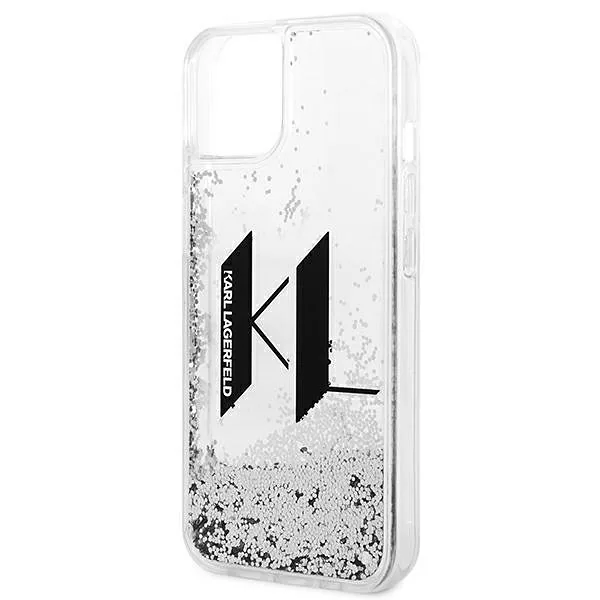 Karl Lagerfeld KLHCP14SLBKLCS iPhone 14/ 15 / 13 6,1″ hõbedane kõvakaaneline Liquid Glitter Big KL
