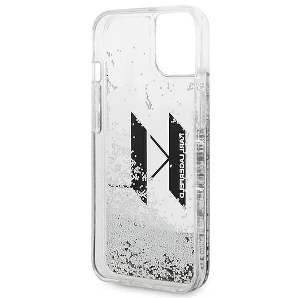 Karl Lagerfeld KLHCP14SLBKLCS iPhone 14/ 15 / 13 6,1″ hõbedane kõvakaaneline Liquid Glitter Big KL
