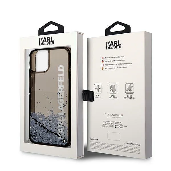 Karl Lagerfeld KLHCP14SLCKVK iPhone 14/ 15 / 13 6,1″ must kõvakate Liquid Glitter Elong