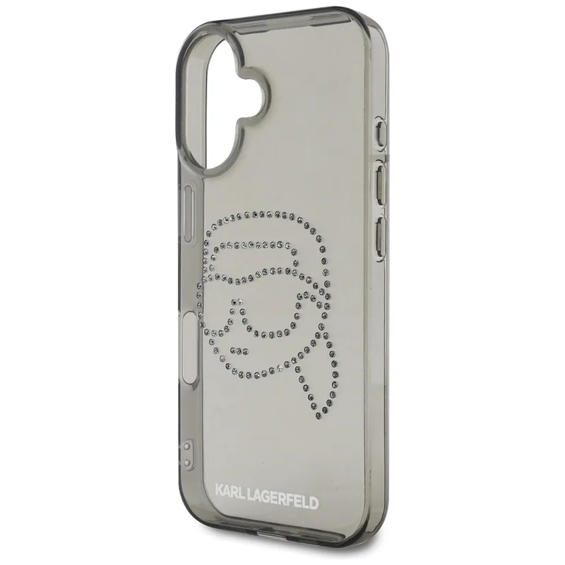 Karl Lagerfeld IML Rhinestones Karl Head kaitseümbris iPhone 16-le must
