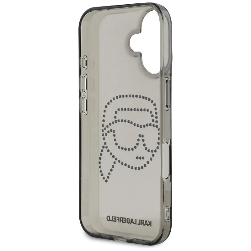 Karl Lagerfeld IML Rhinestones Karl Head kaitseümbris iPhone 16-le must