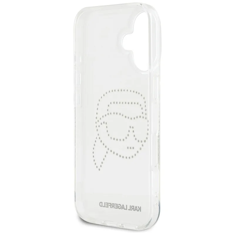 Karl Lagerfeld IML Rhinestones Karl Head ümbris iPhone 16 jaoks läbipaistev
