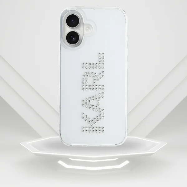 Karl Lagerfeld IML Rhinestones Logo ümbris iPhone 16 jaoks läbipaistev