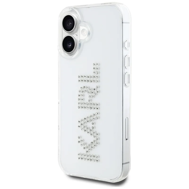 Karl Lagerfeld IML Rhinestones Logo ümbris iPhone 16 jaoks läbipaistev