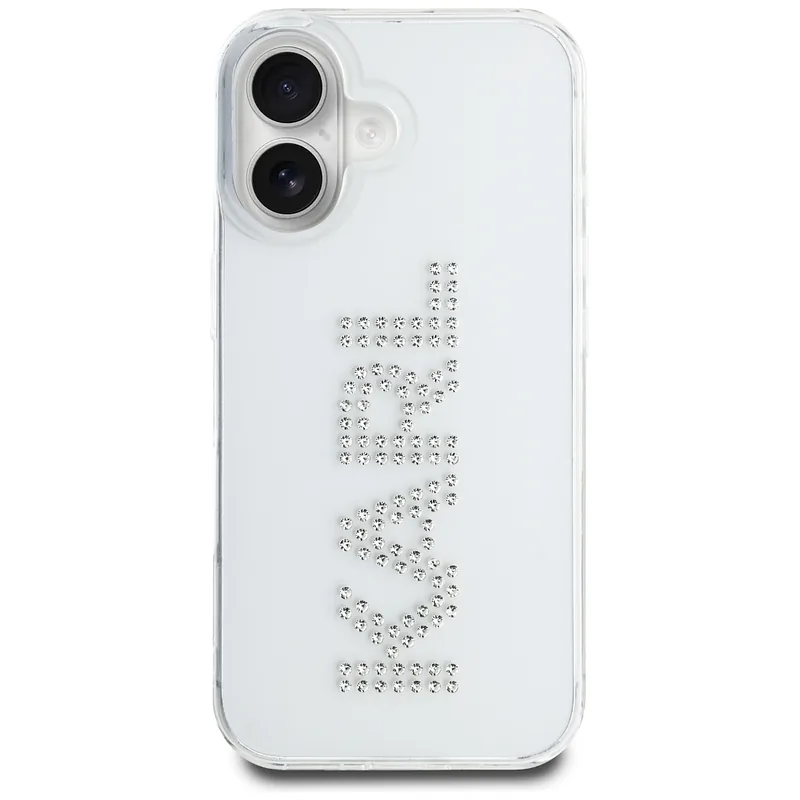Karl Lagerfeld IML Rhinestones Logo ümbris iPhone 16 jaoks läbipaistev
