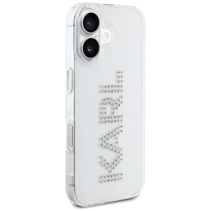 Karl Lagerfeld IML Rhinestones Logo ümbris iPhone 16 jaoks läbipaistev