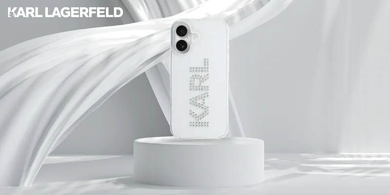 Karl Lagerfeld IML Rhinestones Logo ümbris iPhone 16 jaoks läbipaistev