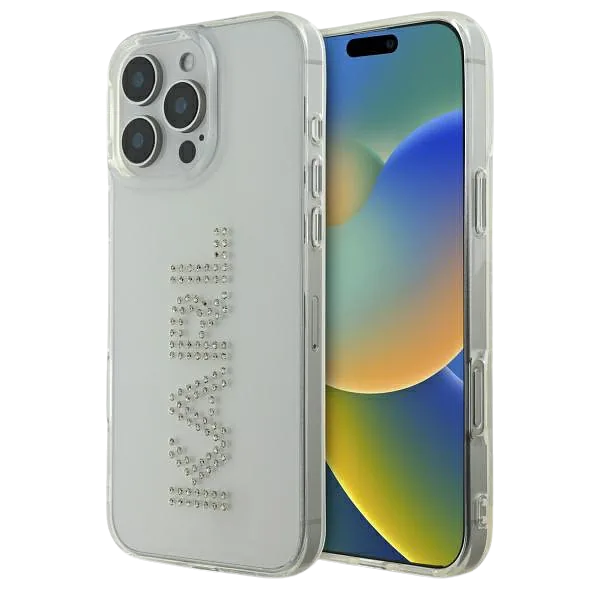 Karl Lagerfeld KLHCP16XHKLSTDCT iPhone 16 Pro Max 6.9″ läbipaistev kõvakaaneline kaitseümbris IML kristallidega logo