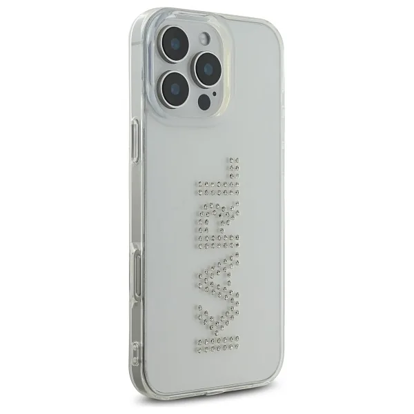 Karl Lagerfeld KLHCP16XHKLSTDCT iPhone 16 Pro Max 6.9″ läbipaistev kõvakaaneline kaitseümbris IML kristallidega logo