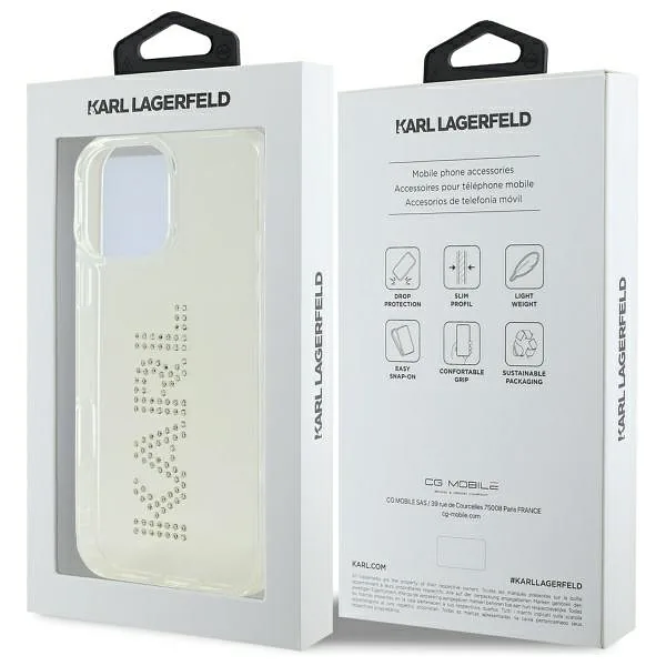 Karl Lagerfeld KLHCP16XHKLSTDCT iPhone 16 Pro Max 6.9″ läbipaistev kõvakaaneline kaitseümbris IML kristallidega logo