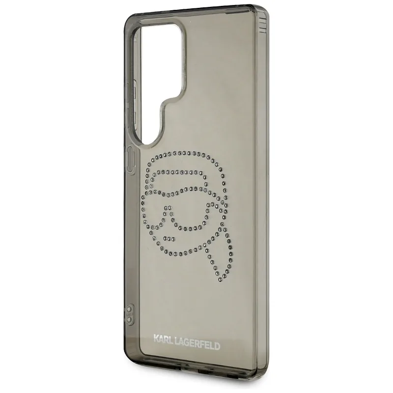 Karl Lagerfeldi peaga logo kivikestega ümbris Samsung Galaxy S25 Ultra must
