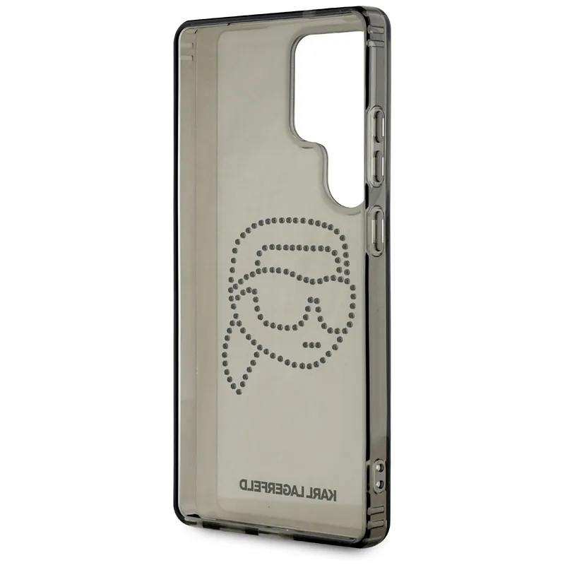 Karl Lagerfeldi peaga logo kivikestega ümbris Samsung Galaxy S25 Ultra must