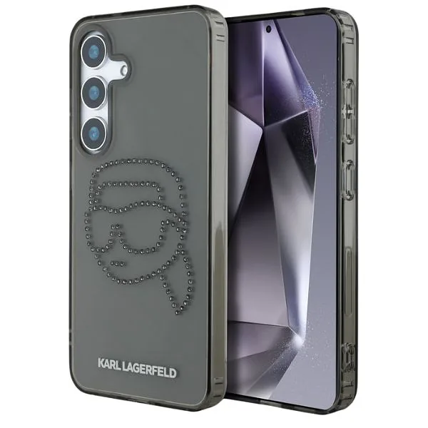 Karl Lagerfeld Rhinestones Karl Head Logo ümbris Samsung Galaxy S25 jaoks, must