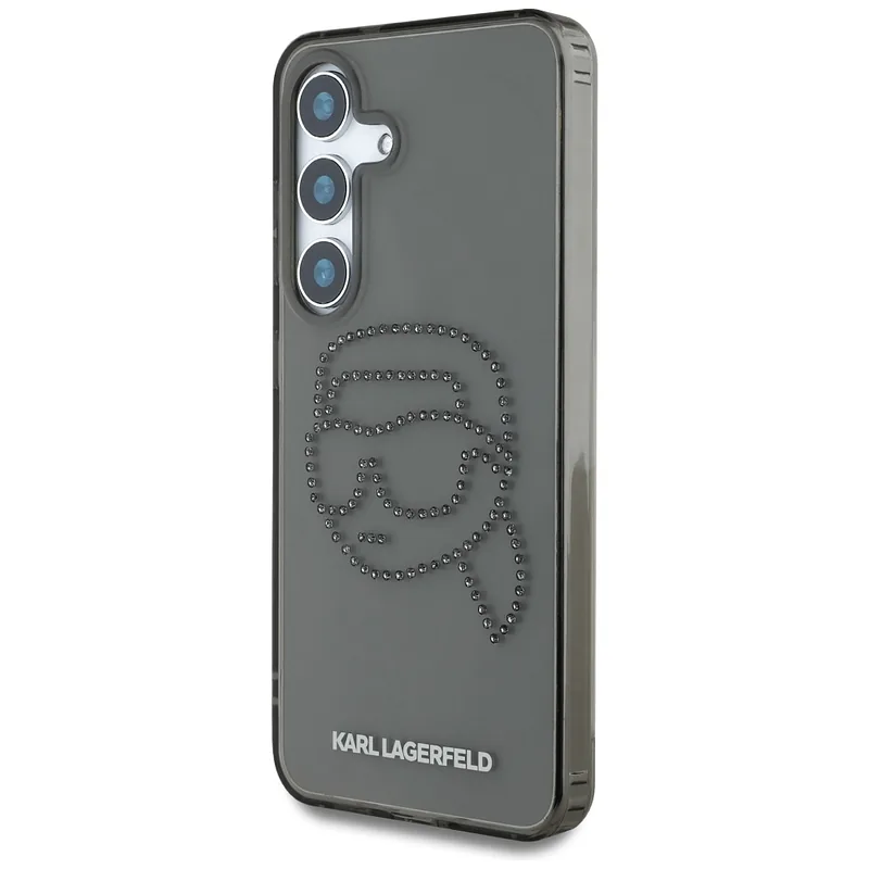 Karl Lagerfeld Rhinestones Karl Head Logo ümbris Samsung Galaxy S25 jaoks, must