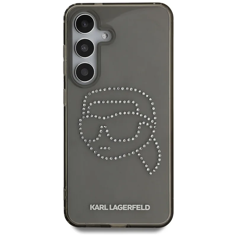 Karl Lagerfeld Rhinestones Karl Head Logo ümbris Samsung Galaxy S25 jaoks, must