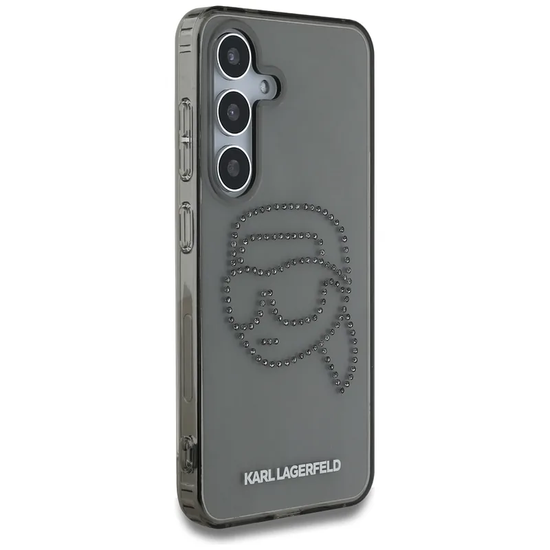 Karl Lagerfeld Rhinestones Karl Head Logo ümbris Samsung Galaxy S25 jaoks, must