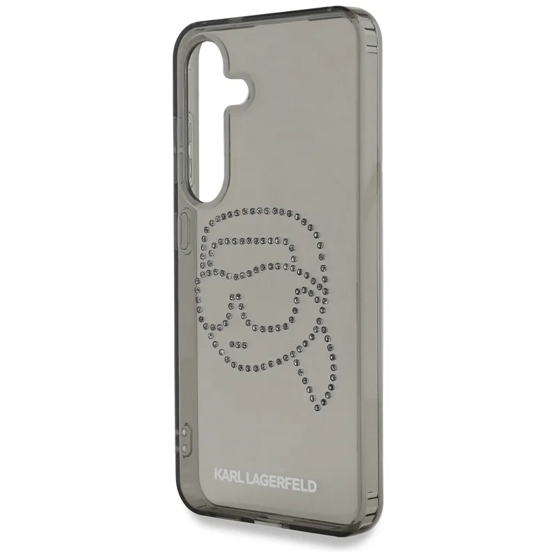 Karl Lagerfeld Rhinestones Karl Head Logo ümbris Samsung Galaxy S25 jaoks, must