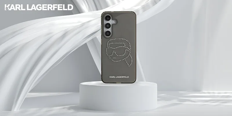 Karl Lagerfeld Rhinestones Karl Head Logo ümbris Samsung Galaxy S25 jaoks, must