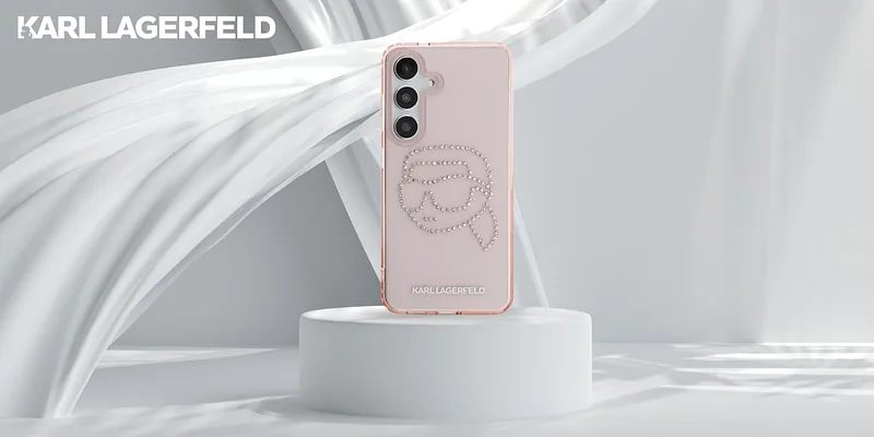 Karl Lagerfeldi kristallidega K. Pea logo ümbris Samsung Galaxy S25 roosa