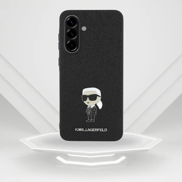 Karl Lagerfeld fikseeritud sädelev ikooniline metallkinnitus Samsung Galaxy A36 must