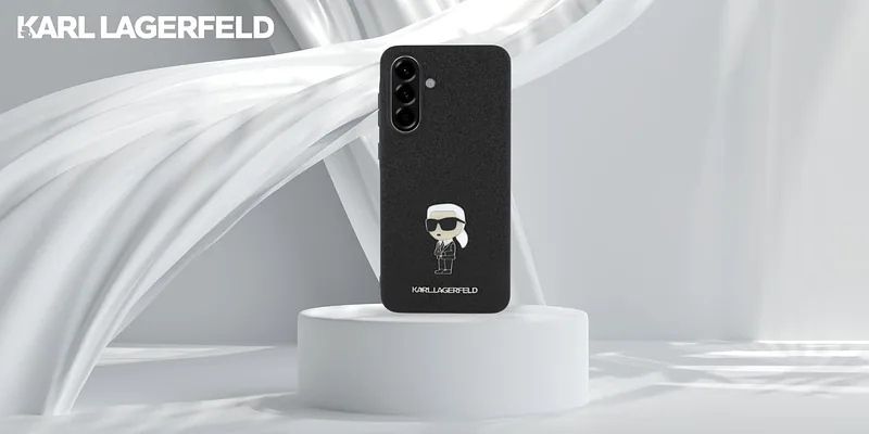 Karl Lagerfeld fikseeritud sädelev ikooniline metallkinnitus Samsung Galaxy A36 must