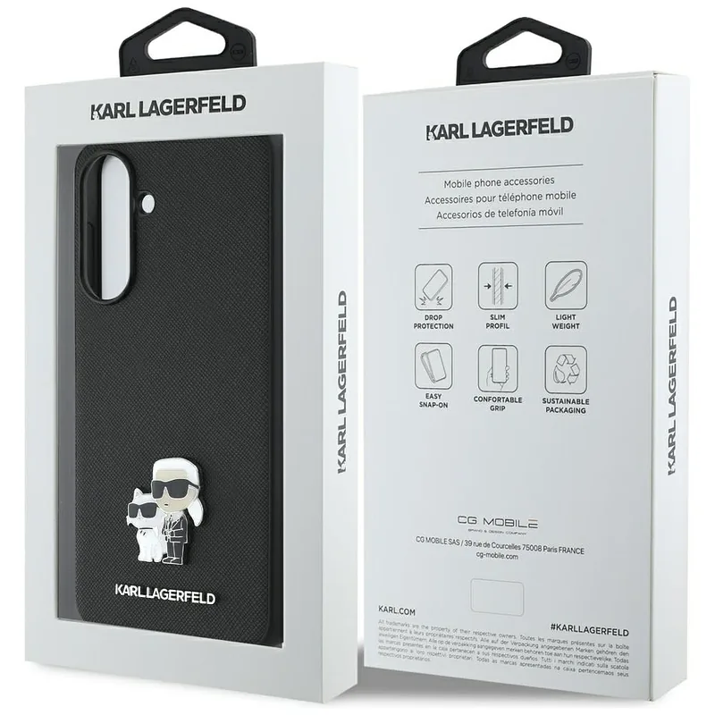 Karl Lagerfeld Saffiano ümbris K&C metallist logoga Samsung Galaxy A36 must