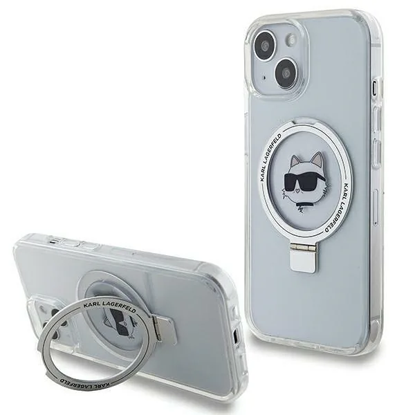 Karl Lagerfeld KLHMP15MHMRSCHH iPhone 15 Plus / 14 Plus 6.7″ valge kõvakaaneline kaitseümbris rõngastugiga Choupett