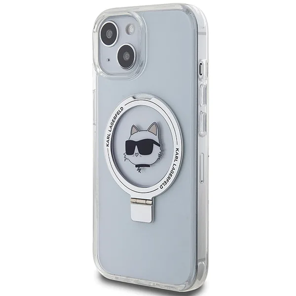 Karl Lagerfeld KLHMP15MHMRSCHH iPhone 15 Plus / 14 Plus 6.7″ valge kõvakaaneline kaitseümbris rõngastugiga Choupett