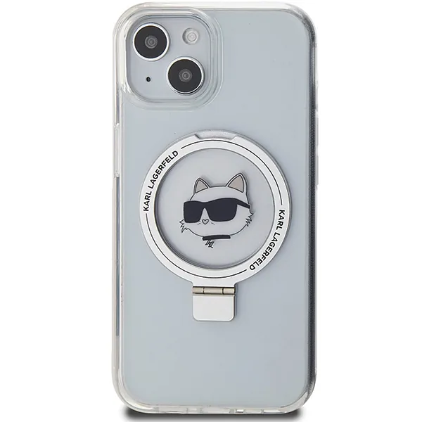 Karl Lagerfeld KLHMP15MHMRSCHH iPhone 15 Plus / 14 Plus 6.7″ valge kõvakaaneline kaitseümbris rõngastugiga Choupett