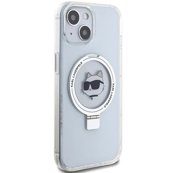 Karl Lagerfeld KLHMP15MHMRSCHH iPhone 15 Plus / 14 Plus 6.7″ valge kõvakaaneline kaitseümbris rõngastugiga Choupett