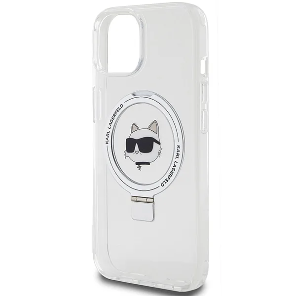 Karl Lagerfeld KLHMP15MHMRSCHH iPhone 15 Plus / 14 Plus 6.7″ valge kõvakaaneline kaitseümbris rõngastugiga Choupett