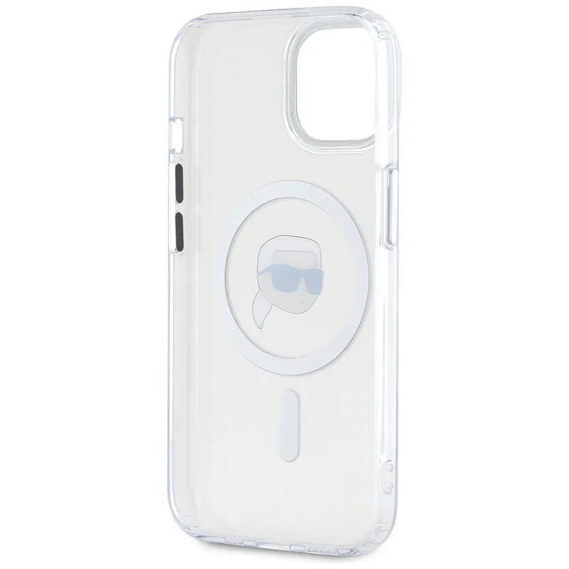 Karl Lagerfeld IML Metal Karl Head MagSafe ümbris iPhone 15 jaoks valge