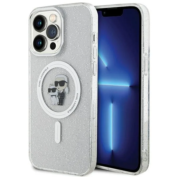 Karl Lagerfeld KLHMP15XHGKCNOT iPhone 15Pro Max 6.7" läbipaistev kõvakaaneline Karl&Choupette Glitter Mag