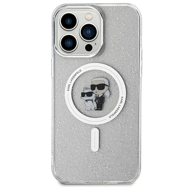 Karl Lagerfeld KLHMP15XHGKCNOT iPhone 15Pro Max 6.7″ läbipaistev kõvakaaneline Karl&Choupette Glitter Mag