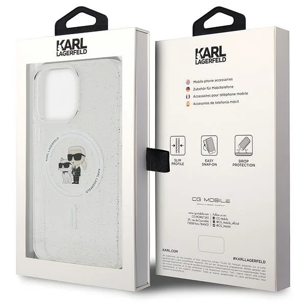 Karl Lagerfeld KLHMP15XHGKCNOT iPhone 15Pro Max 6.7″ läbipaistev kõvakaaneline Karl&Choupette Glitter Mag