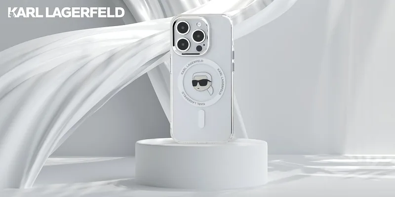 Karl Lagerfeld IML Metal Karl Head MagSafe ümbris iPhone 15 Pro Max valge