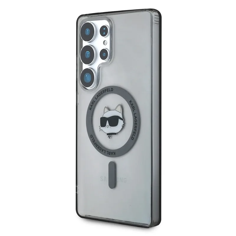 Karl Lagerfeld Button Choupette Pea Trükitud Logo MagSafe Samsung Galaxy S25 Ultra must ümbris
