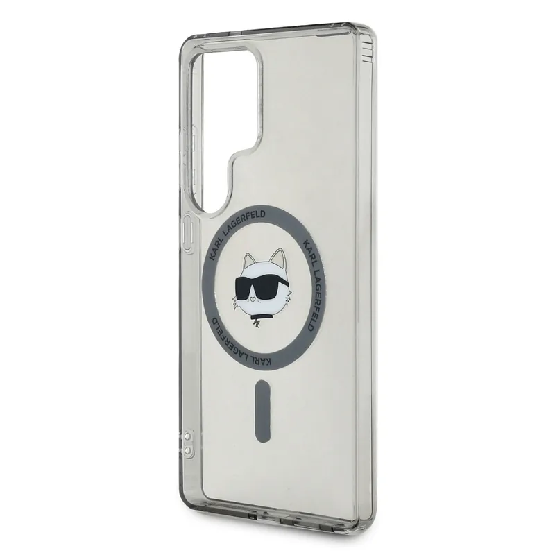 Karl Lagerfeld Button Choupette Pea Trükitud Logo MagSafe Samsung Galaxy S25 Ultra must ümbris