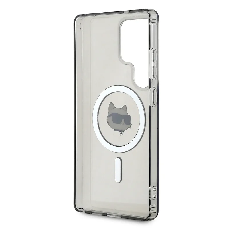 Karl Lagerfeld Button Choupette Pea Trükitud Logo MagSafe Samsung Galaxy S25 Ultra must ümbris