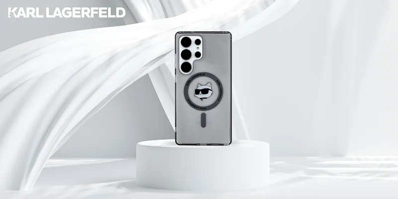 Karl Lagerfeld Button Choupette Pea Trükitud Logo MagSafe Samsung Galaxy S25 Ultra must ümbris