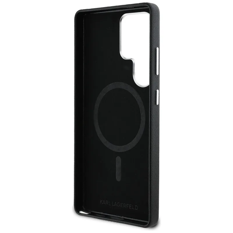 Karl Lagerfeld Saffiano täielikult kaetud pikendatud metallist logo MagSafe ümbris Samsung Galaxy S25 jaoks
