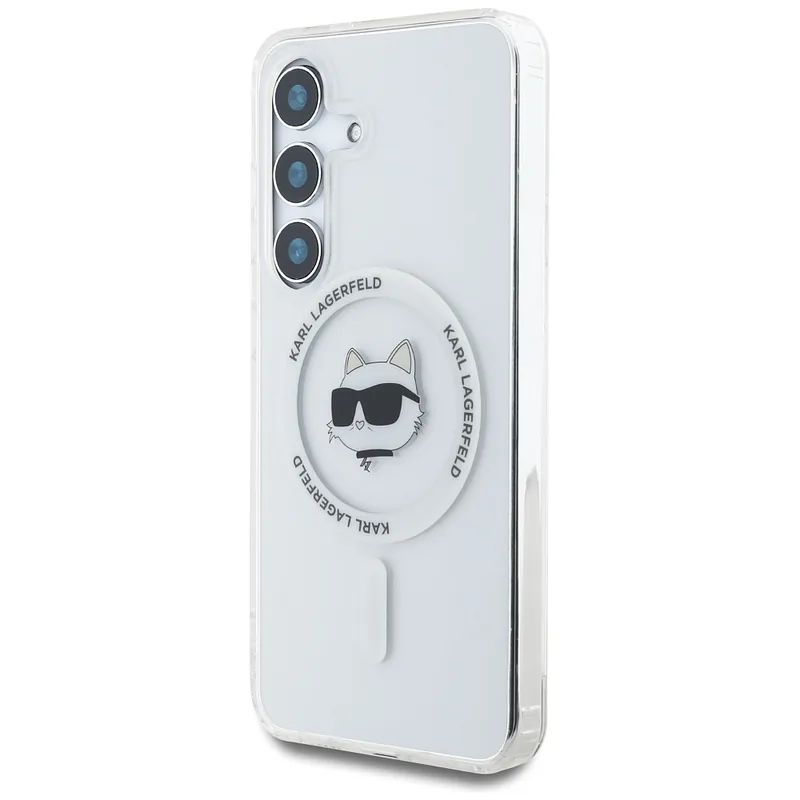 Karl Lagerfeld Button Choupette Pea Trükitud Logo MagSafe Kate Samsung Galaxy S25+ valge