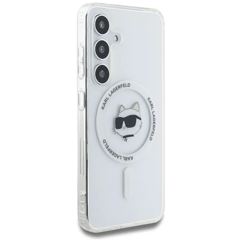 Karl Lagerfeld Button Choupette Pea Trükitud Logo MagSafe Kate Samsung Galaxy S25+ valge